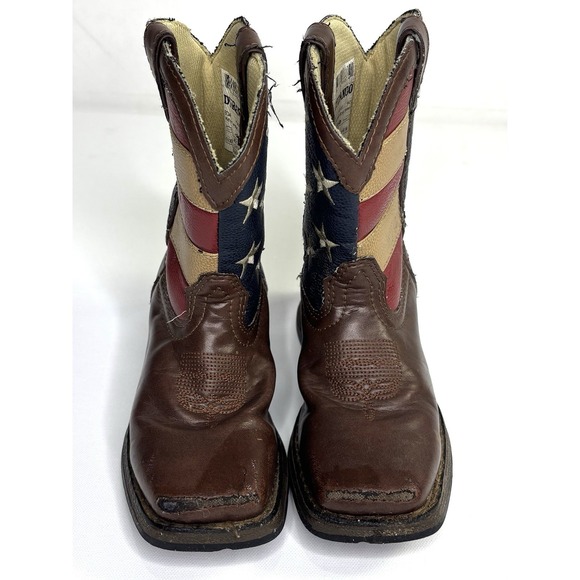 Durango Western Boots Kids 12M Brown America USA Flag Cowboy BT245 - Picture 6 of 16